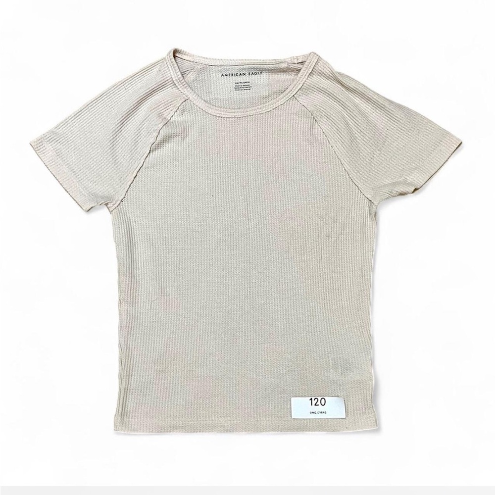 American Eagle Outfitters Beige Waffle Short Sleeve Tee